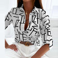 WOMEN'S CLASSIC COLLAR PRINTED SUMMER BLOUSE - Zarino Newstyle