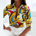 WOMEN'S CLASSIC COLLAR PRINTED SUMMER BLOUSE - Zarino Newstyle