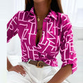 WOMEN'S CLASSIC COLLAR PRINTED SUMMER BLOUSE - Zarino Newstyle