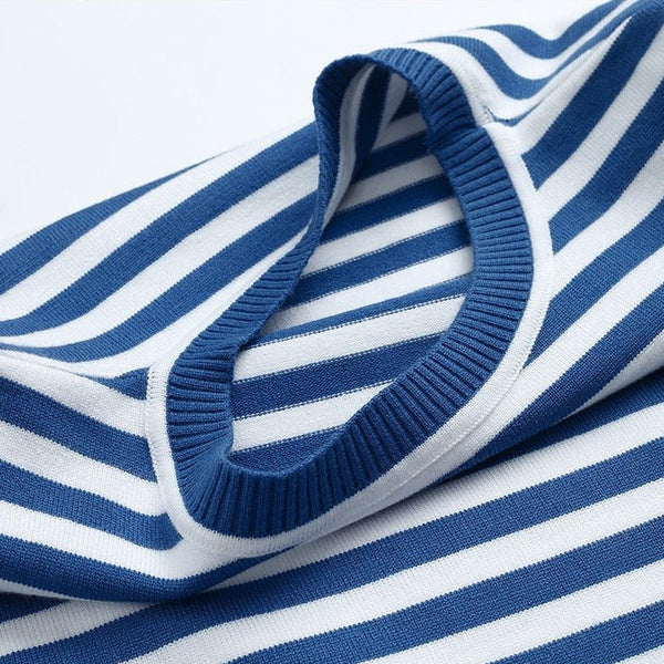 WOMEN'S CLASSIC STRIPE CREW NECK LONG SLEEVE TOP