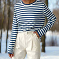 WOMEN'S CLASSIC STRIPE CREW NECK LONG SLEEVE TOP - Zarino Newstyle