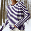 WOMEN'S CLASSIC STRIPE CREW NECK LONG SLEEVE TOP - Zarino Newstyle