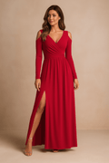WOMEN'S COLD SHOULDER WRAP MAXI DRESS - Zarino Newstyle