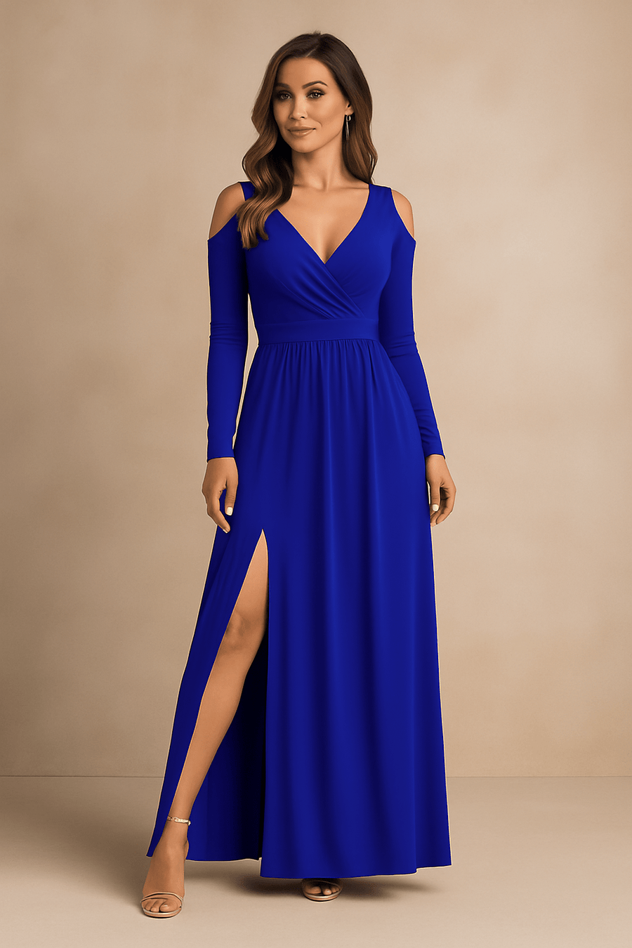 WOMEN'S COLD SHOULDER WRAP MAXI DRESS - Zarino Newstyle