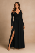 WOMEN'S COLD SHOULDER WRAP MAXI DRESS - Zarino Newstyle