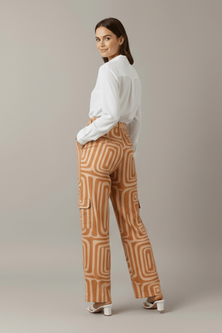 WOMEN'S COLLARED BLOUSE & PRINTED WIDE LEG TROUSER SET - Zarino Newstyle