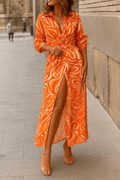 WOMEN'S COLLARED WRAP BELTED SUMMER MIDI DRESS - Zarino Newstyle