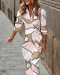 WOMEN'S COLLARED WRAP BELTED SUMMER MIDI DRESS - Zarino Newstyle