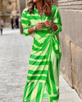 WOMEN'S COLLARED WRAP BELTED SUMMER MIDI DRESS - Zarino Newstyle