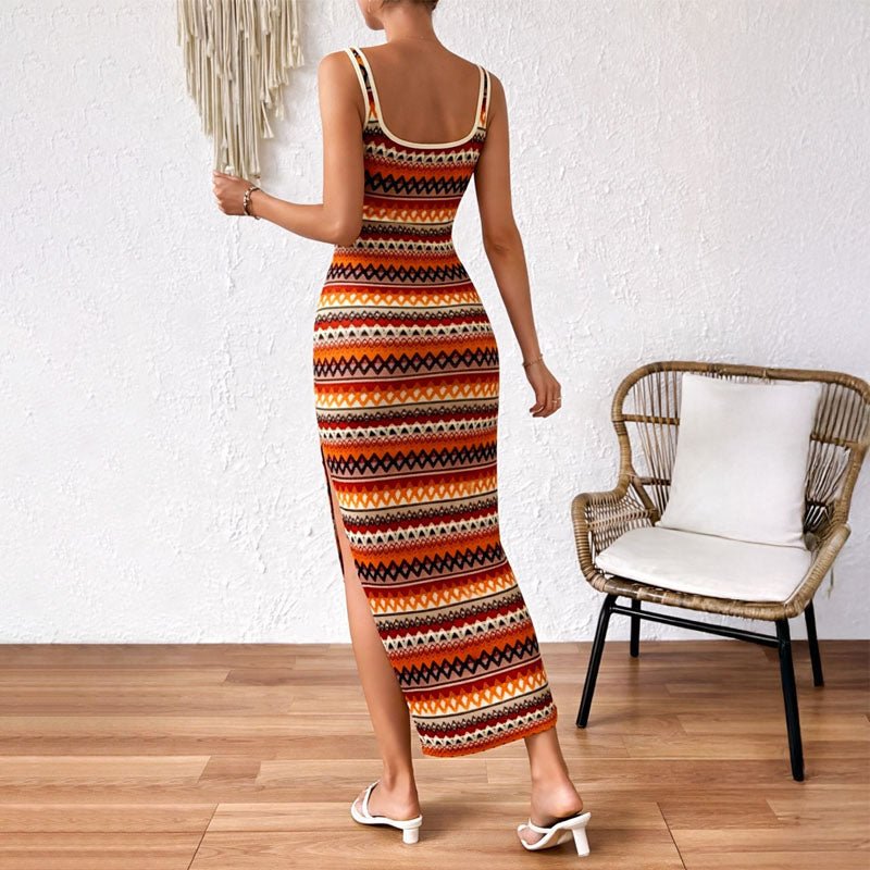 WOMEN'S COLORFUL STRIPED SUMMER MAXI DRESS - Zarino Newstyle