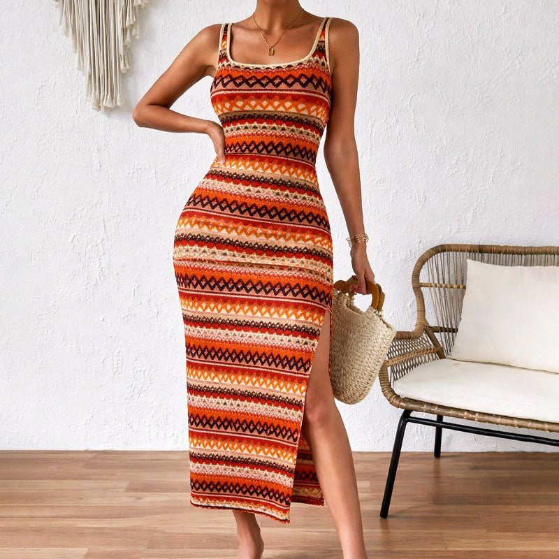 WOMEN'S COLORFUL STRIPED SUMMER MAXI DRESS - Zarino Newstyle