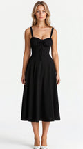 WOMEN'S CORSET BODICE SPAGHETTI STRAP SUMMER MIDI DRESS - Zarino Newstyle