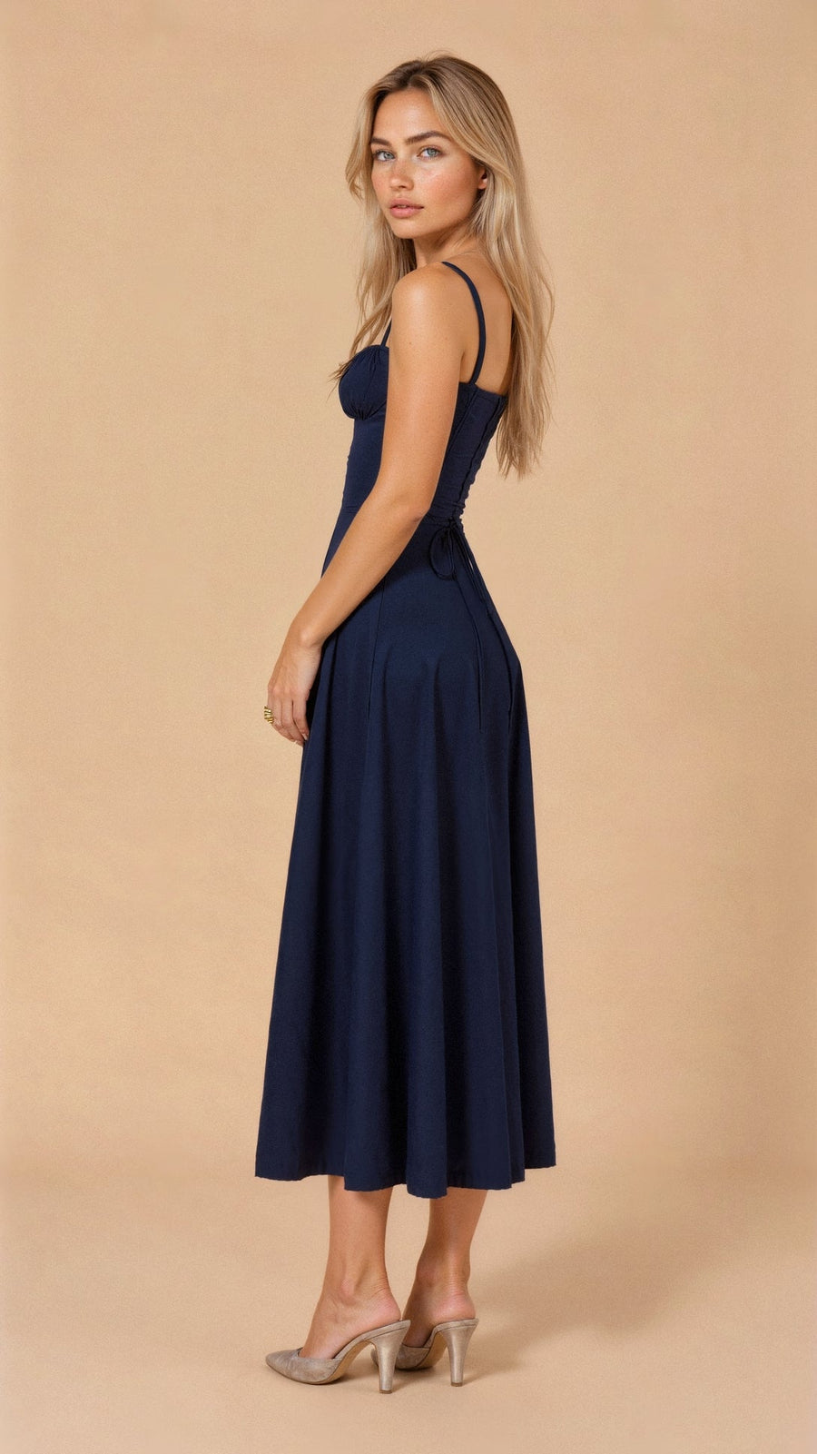 WOMEN'S CORSET BODICE SPAGHETTI STRAP SUMMER MIDI DRESS - Zarino Newstyle