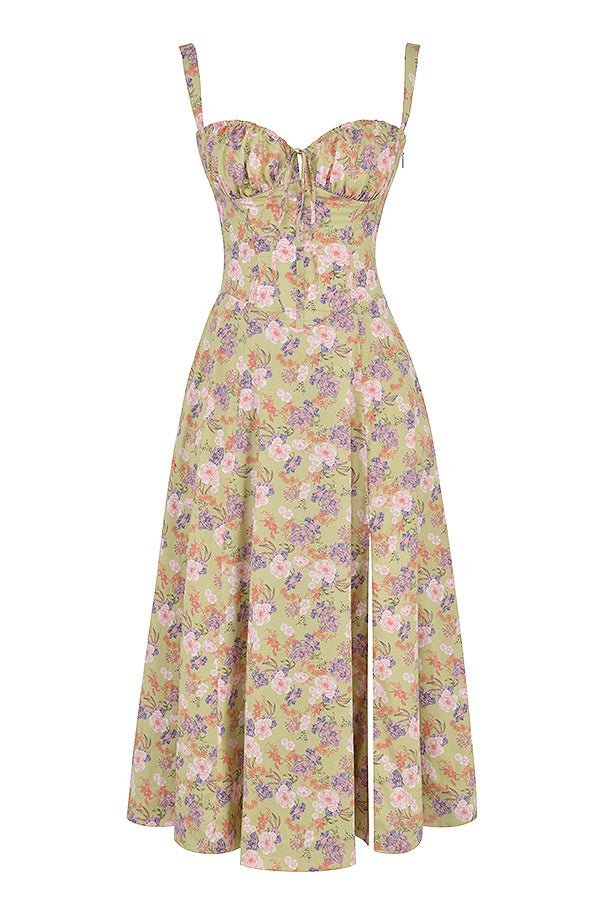 WOMEN'S CORSET BODICE SPAGHETTI STRAP SUMMER MIDI DRESS - Zarino Newstyle