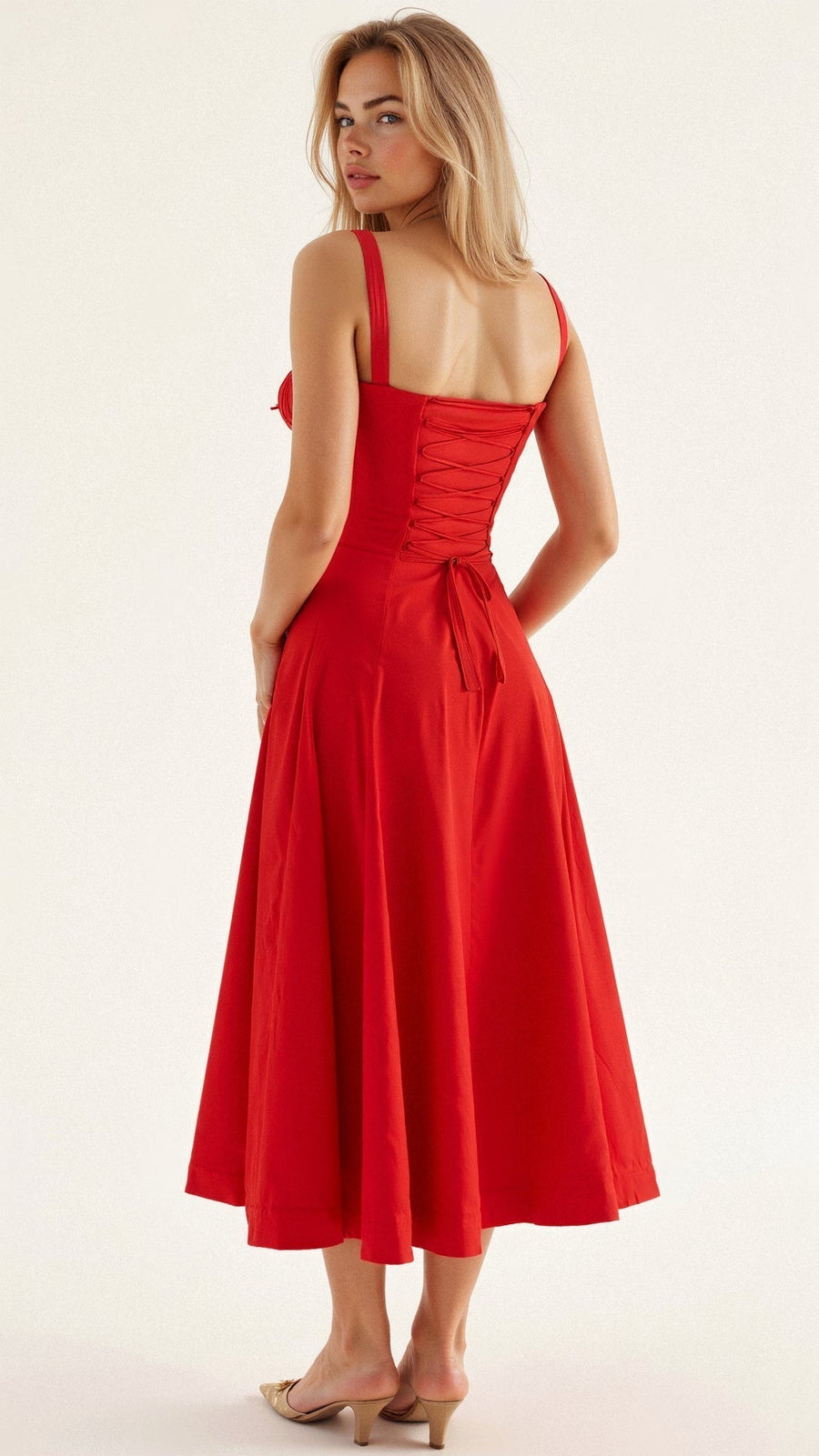 WOMEN'S CORSET BODICE SPAGHETTI STRAP SUMMER MIDI DRESS - Zarino Newstyle