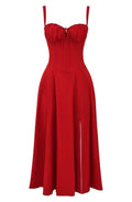 WOMEN'S CORSET BODICE SPAGHETTI STRAP SUMMER MIDI DRESS - Zarino Newstyle