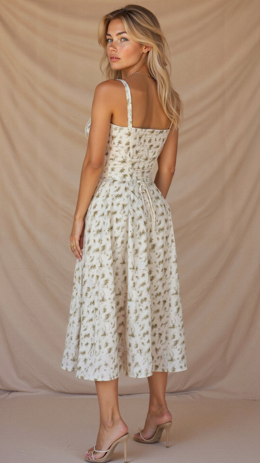 WOMEN'S CORSET BODICE SPAGHETTI STRAP SUMMER MIDI DRESS - Zarino Newstyle