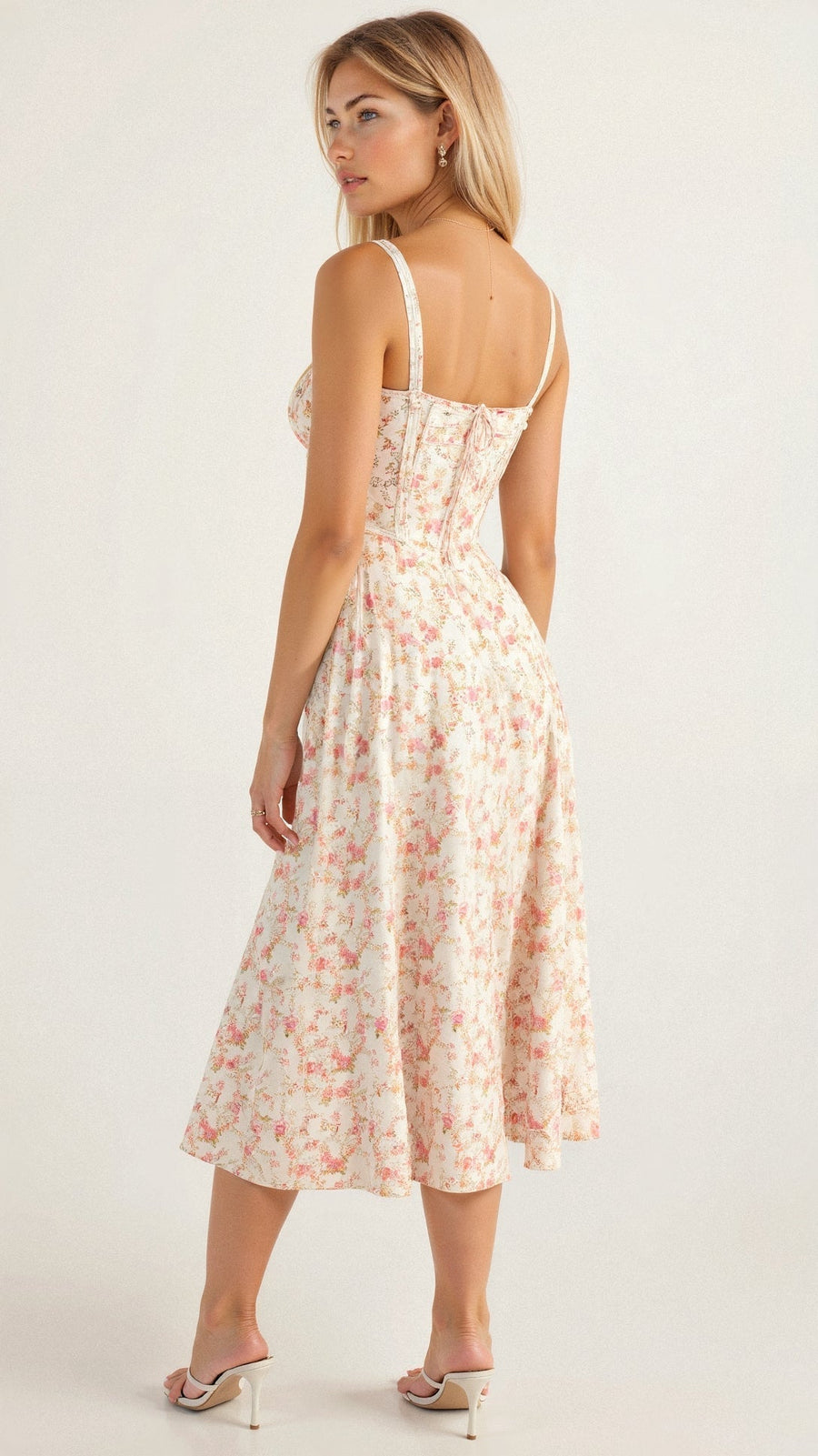 WOMEN'S CORSET BODICE SPAGHETTI STRAP SUMMER MIDI DRESS - Zarino Newstyle