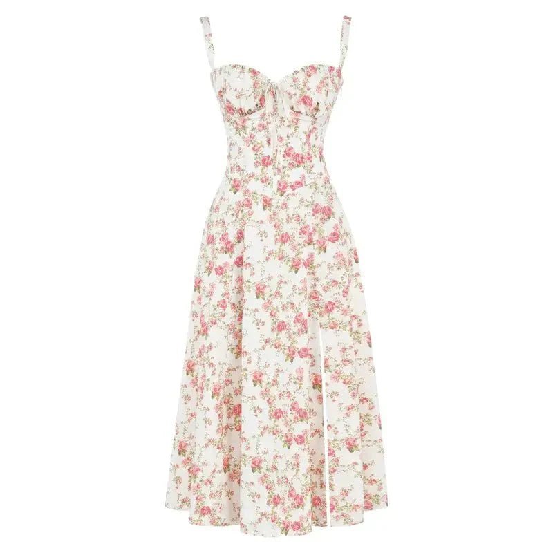 WOMEN'S CORSET BODICE SPAGHETTI STRAP SUMMER MIDI DRESS - Zarino Newstyle