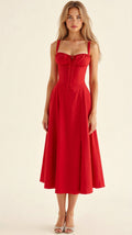 WOMEN'S CORSET BODICE SPAGHETTI STRAP SUMMER MIDI DRESS - Zarino Newstyle