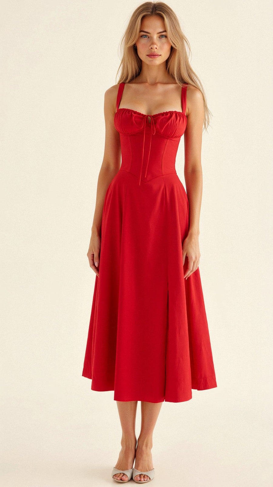 WOMEN'S CORSET BODICE SPAGHETTI STRAP SUMMER MIDI DRESS - Zarino Newstyle