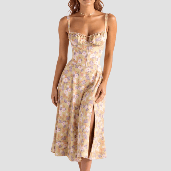 WOMEN'S CORSET BODICE SUMMER MIDI DRESS - Zarino Newstyle