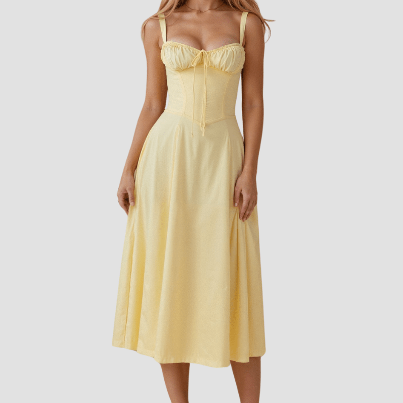 WOMEN'S CORSET BODICE SUMMER MIDI DRESS - Zarino Newstyle