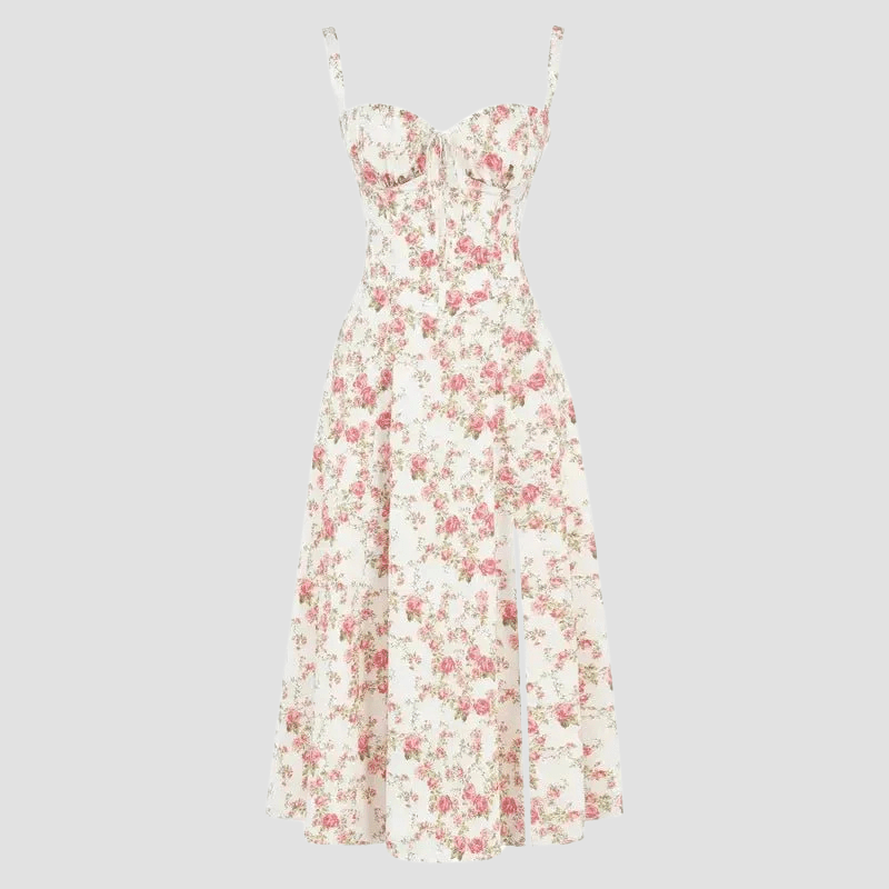 WOMEN'S CORSET BODICE SUMMER MIDI DRESS - Zarino Newstyle