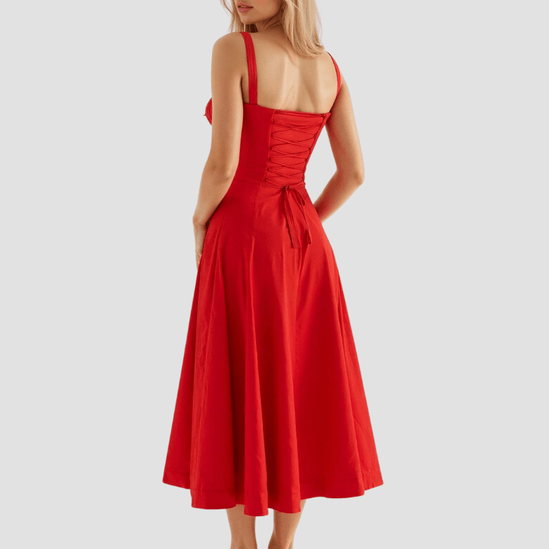 WOMEN'S CORSET BODICE SUMMER MIDI DRESS - Zarino Newstyle