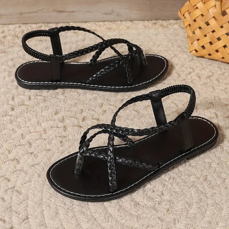 WOMEN'S CRISS - CROSS BRAIDED FLAT SUMMER SANDALS - Zarino Newstyle
