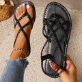 WOMEN'S CRISS - CROSS BRAIDED FLAT SUMMER SANDALS - Zarino Newstyle