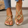 WOMEN'S CRISS - CROSS BRAIDED FLAT SUMMER SANDALS - Zarino Newstyle