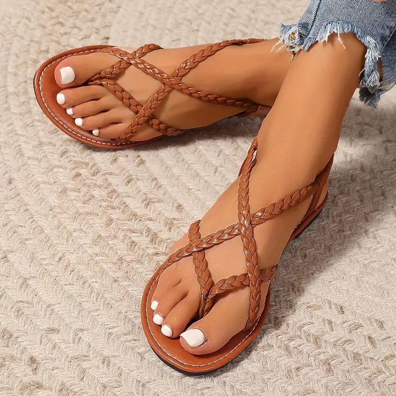 WOMEN'S CRISS - CROSS BRAIDED FLAT SUMMER SANDALS - Zarino Newstyle