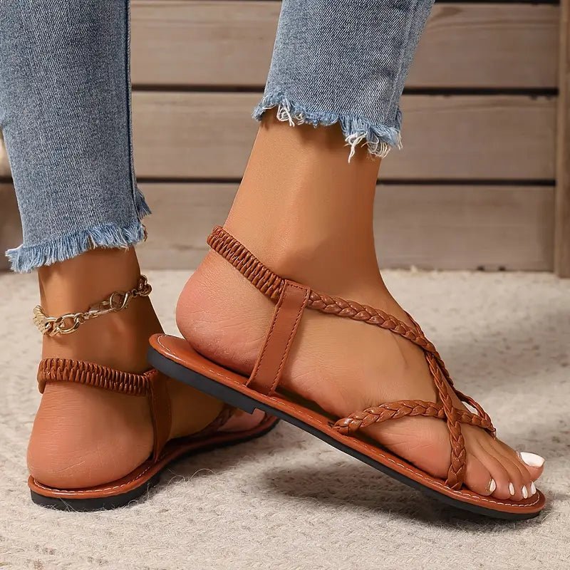 WOMEN'S CRISS - CROSS BRAIDED FLAT SUMMER SANDALS - Zarino Newstyle