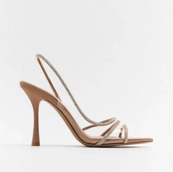 WOMEN'S CRYSTAL STRAP STILETTO SANDALS