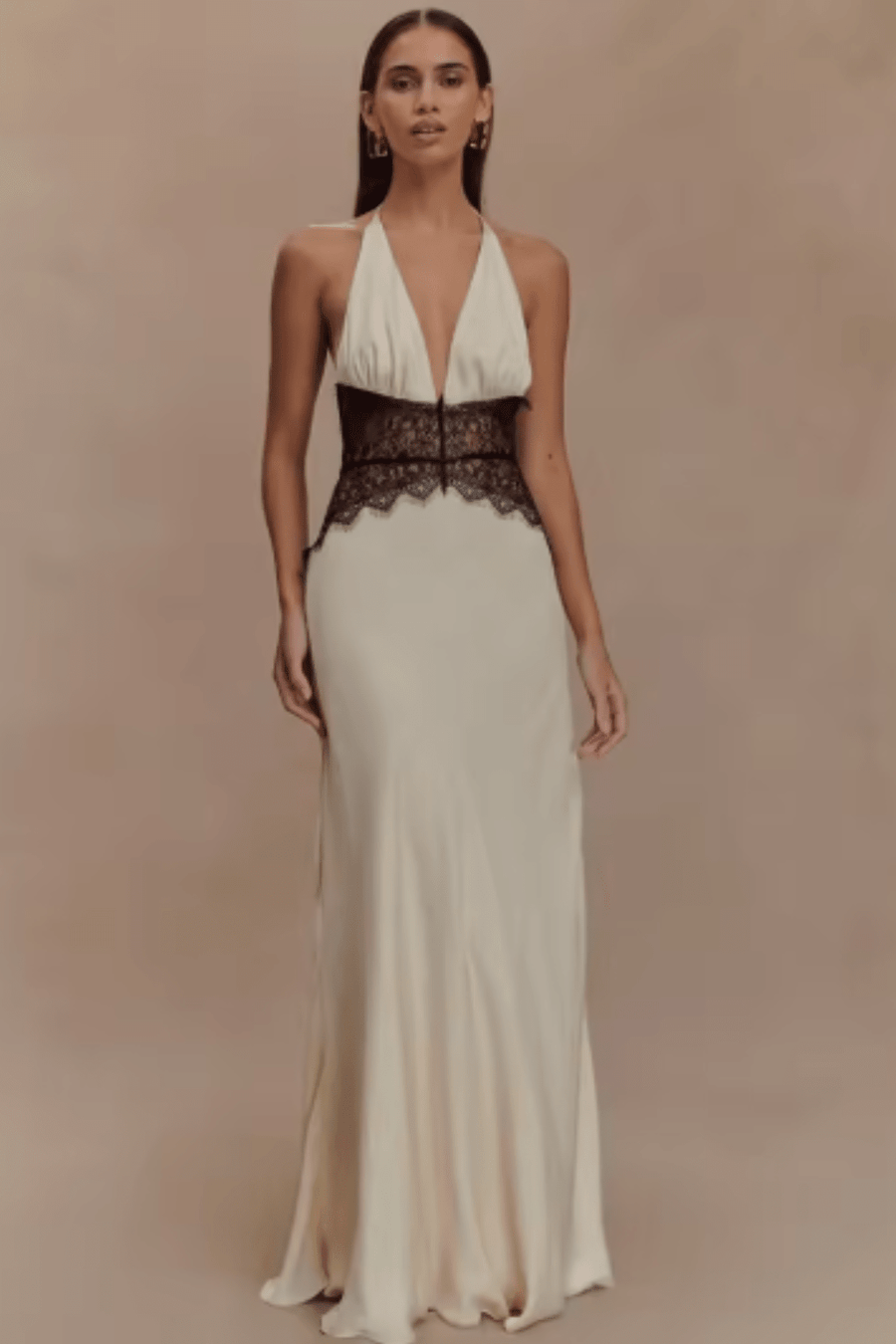 WOMEN'S DEEP PLUNGE HALTER NECK BACKLESS MAXI DRESS - Zarino Newstyle