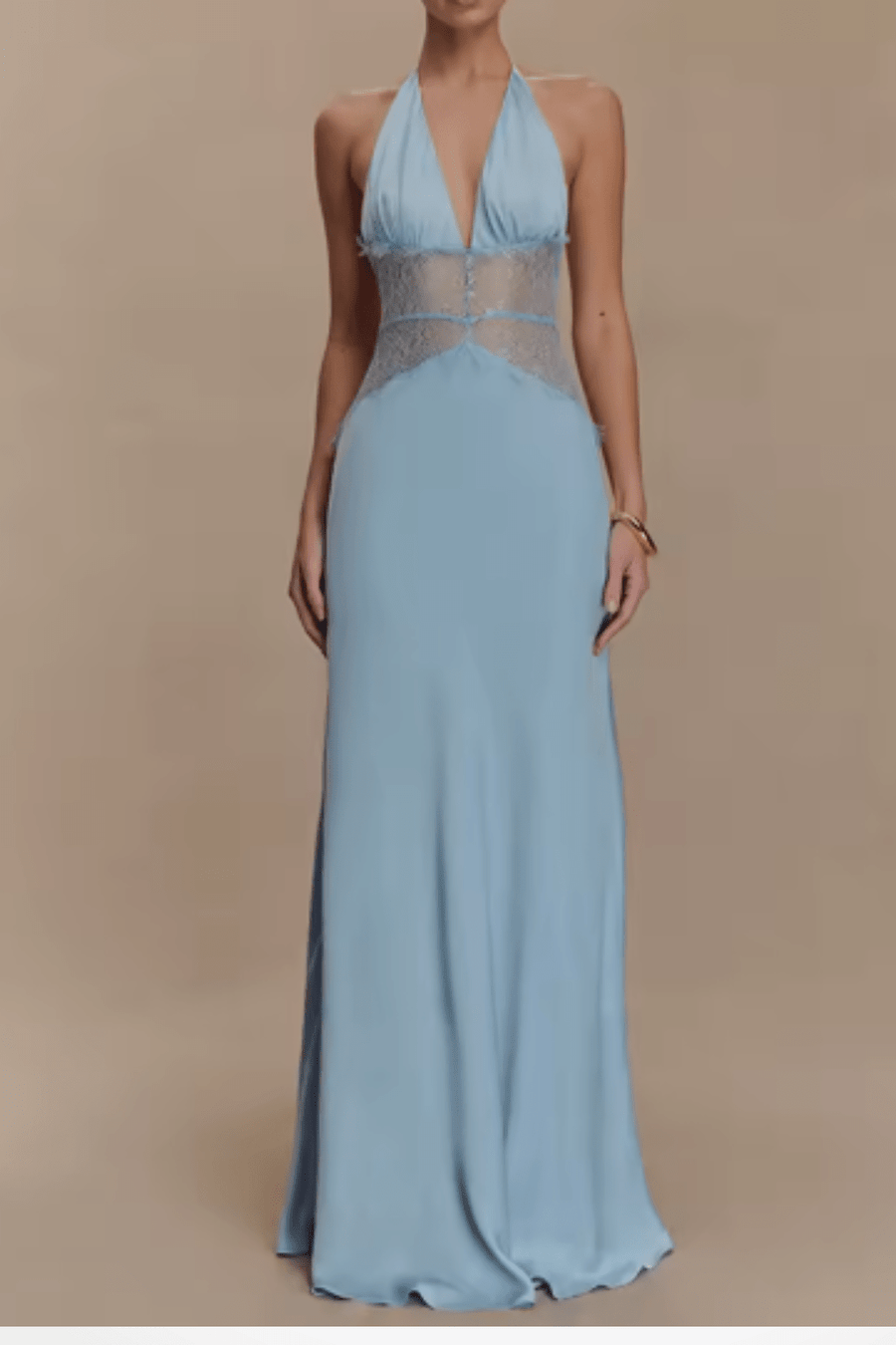 WOMEN'S DEEP PLUNGE HALTER NECK BACKLESS MAXI DRESS - Zarino Newstyle