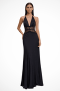 WOMEN'S DEEP PLUNGE HALTER NECK BACKLESS MAXI DRESS - Zarino Newstyle