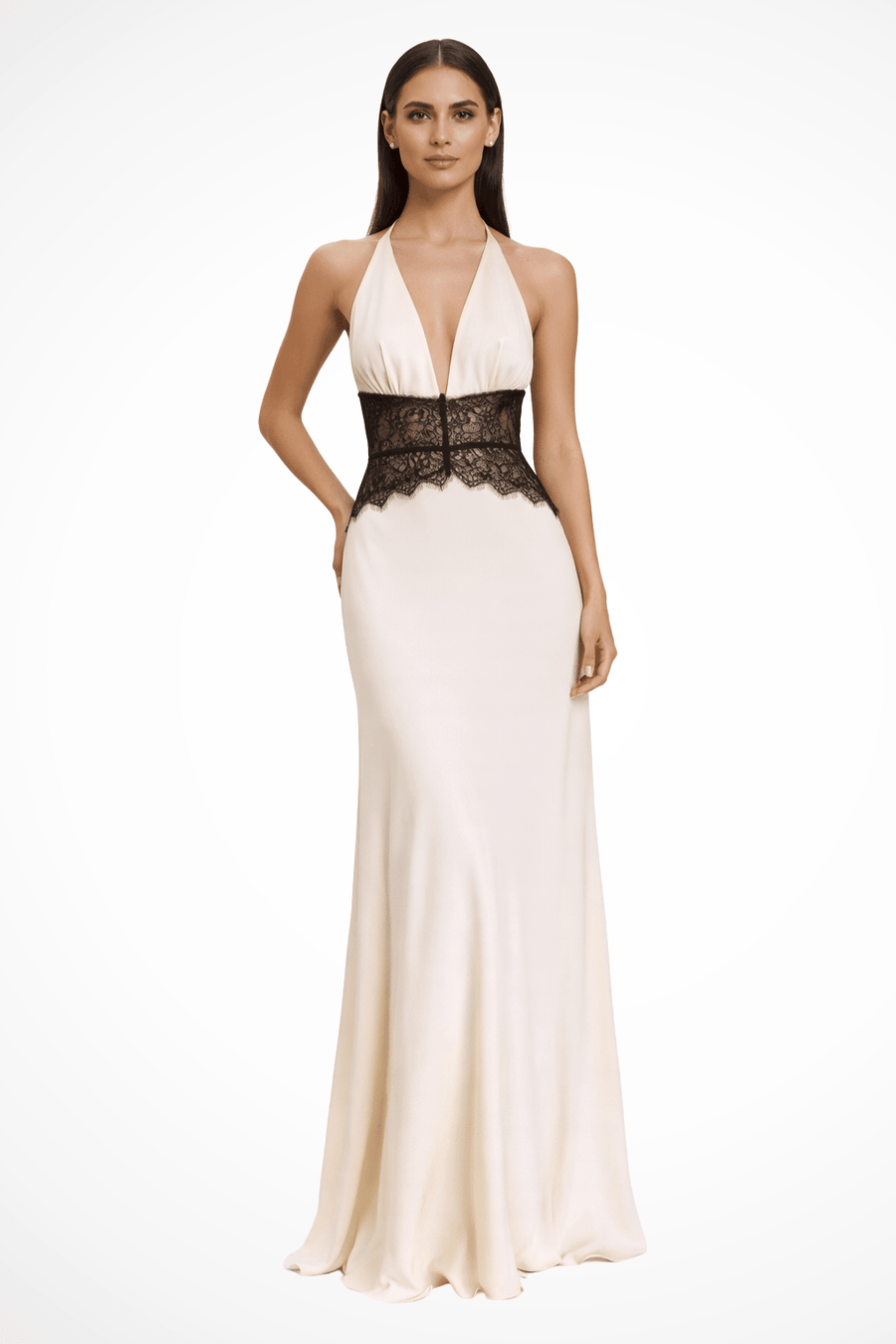 WOMEN'S DEEP PLUNGE HALTER NECK BACKLESS MAXI DRESS - Zarino Newstyle
