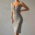 WOMEN'S DENIM BODYCON MIDI DRESS - Zarino Newstyle