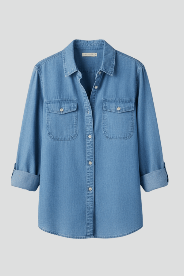 WOMEN'S DENIM BUTTON FRONT SHIRT WITH CHEST POCKETS - Zarino Newstyle
