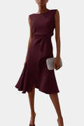 WOMEN'S DRAPED ASYMMETRIC MIDI DRESS - Zarino Newstyle