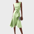 WOMEN'S DRAPED ASYMMETRIC MIDI DRESS - Zarino Newstyle