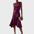 WOMEN'S DRAPED ASYMMETRIC MIDI DRESS - Zarino Newstyle