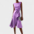 WOMEN'S DRAPED ASYMMETRIC MIDI DRESS - Zarino Newstyle