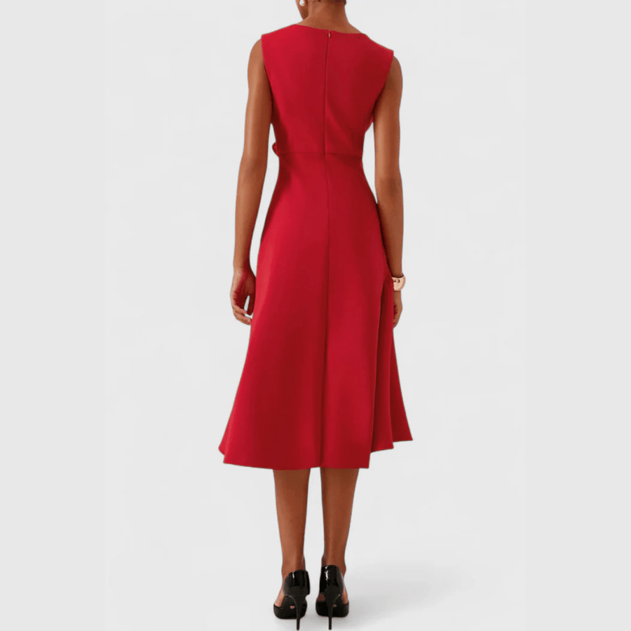 WOMEN'S DRAPED ASYMMETRIC MIDI DRESS - Zarino Newstyle