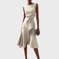 WOMEN'S DRAPED ASYMMETRIC MIDI DRESS - Zarino Newstyle