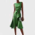 WOMEN'S DRAPED ASYMMETRIC MIDI DRESS - Zarino Newstyle