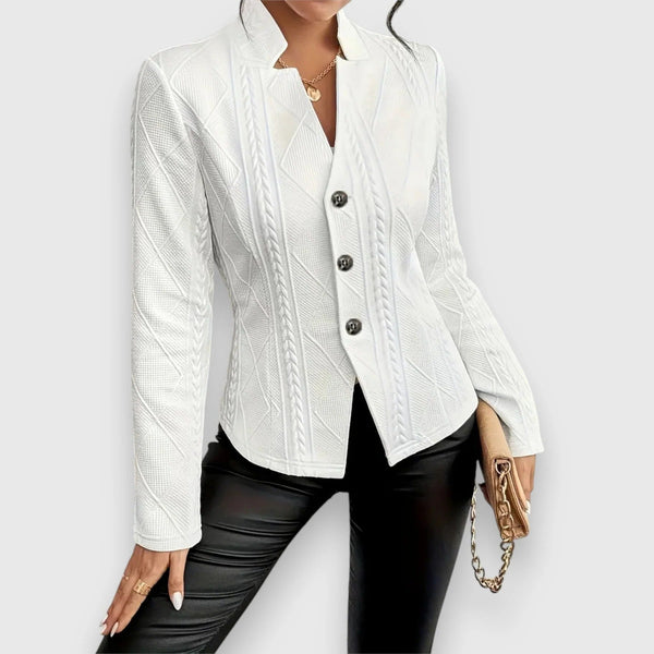 WOMEN'S DRAPED NECK LONG SLEEVE SATIN BLOUSE