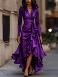 WOMEN'S DRAPED RUFFLE WRAP MAXI DRESS - Zarino Newstyle